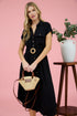 COLLARED BELTED MIDI DRESS